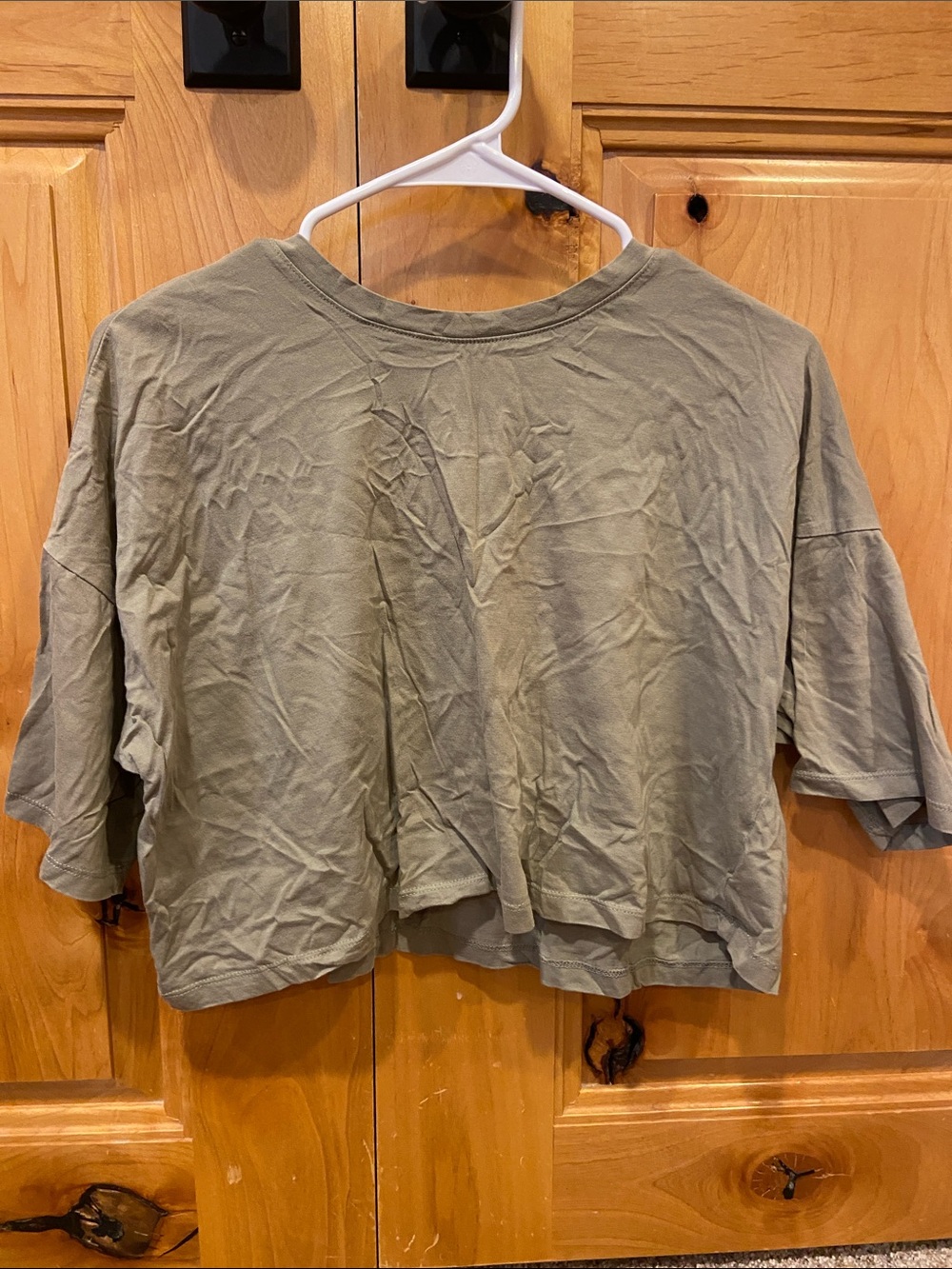 Double Zero Olive Green Boxy Crop Tee